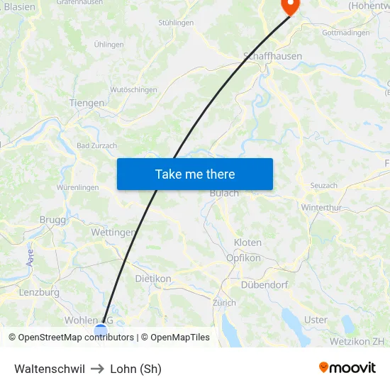 Waltenschwil to Lohn (Sh) map