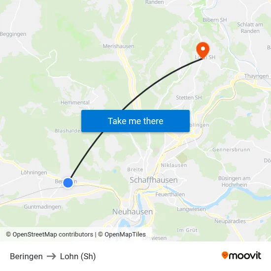 Beringen to Lohn (Sh) map