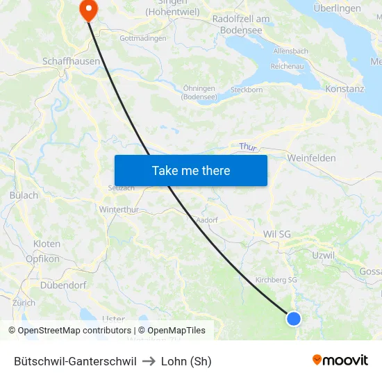 Bütschwil-Ganterschwil to Lohn (Sh) map