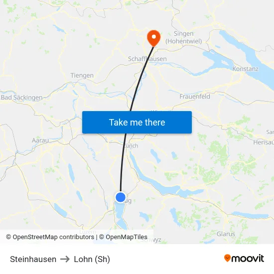 Steinhausen to Lohn (Sh) map