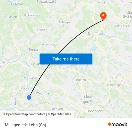 Mülligen to Lohn (Sh) map