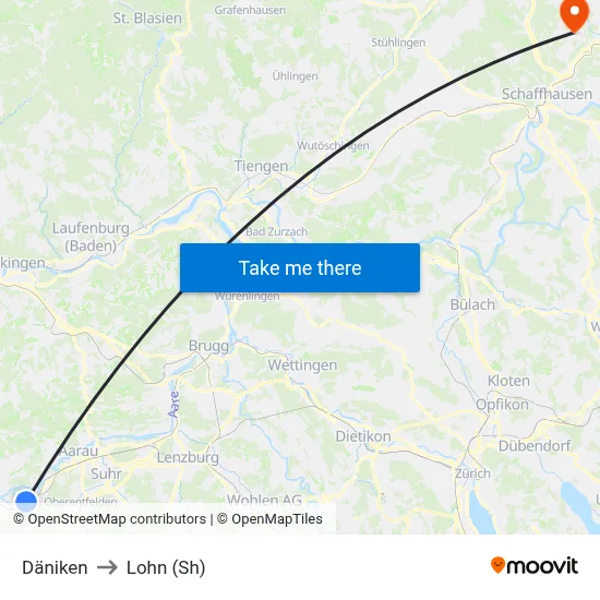 Däniken to Lohn (Sh) map