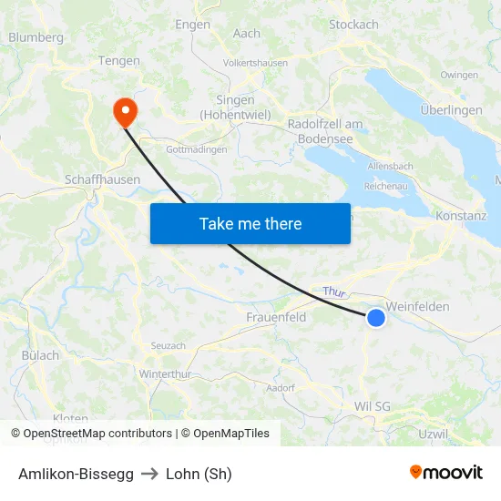 Amlikon-Bissegg to Lohn (Sh) map