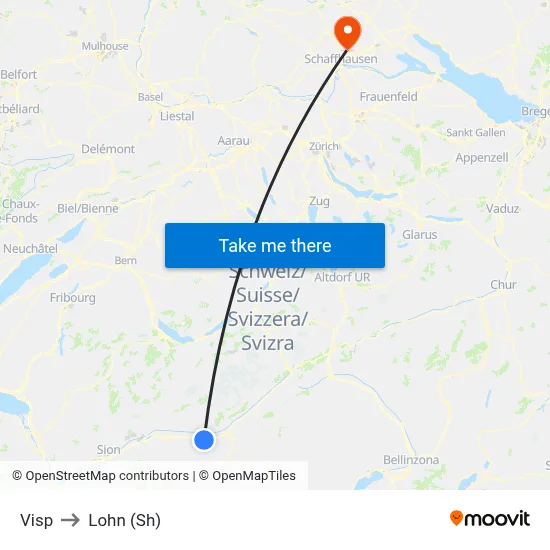 Visp to Lohn (Sh) map