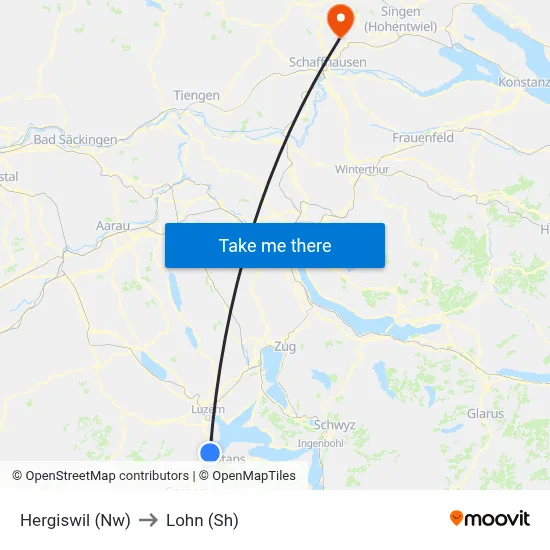 Hergiswil (Nw) to Lohn (Sh) map