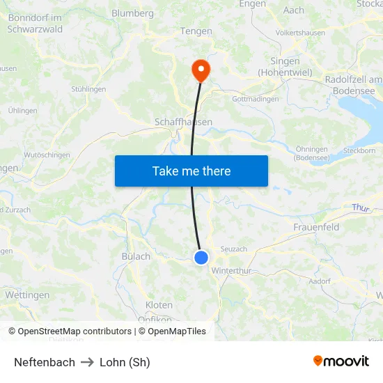 Neftenbach to Lohn (Sh) map