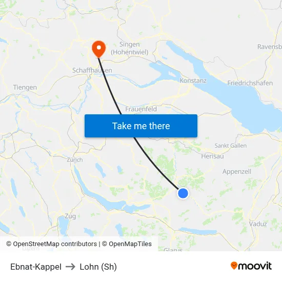 Ebnat-Kappel to Lohn (Sh) map