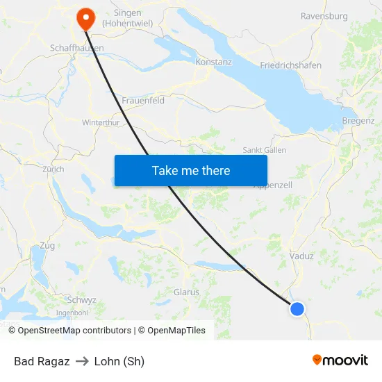 Bad Ragaz to Lohn (Sh) map