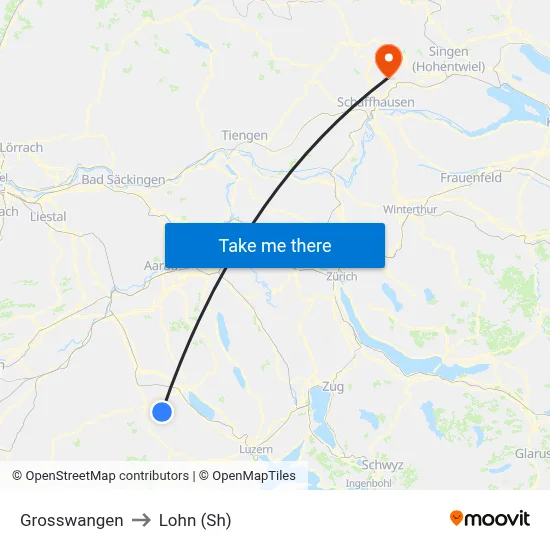 Grosswangen to Lohn (Sh) map