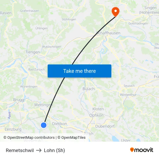Remetschwil to Lohn (Sh) map