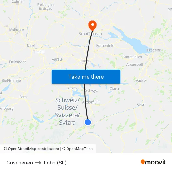 Göschenen to Lohn (Sh) map