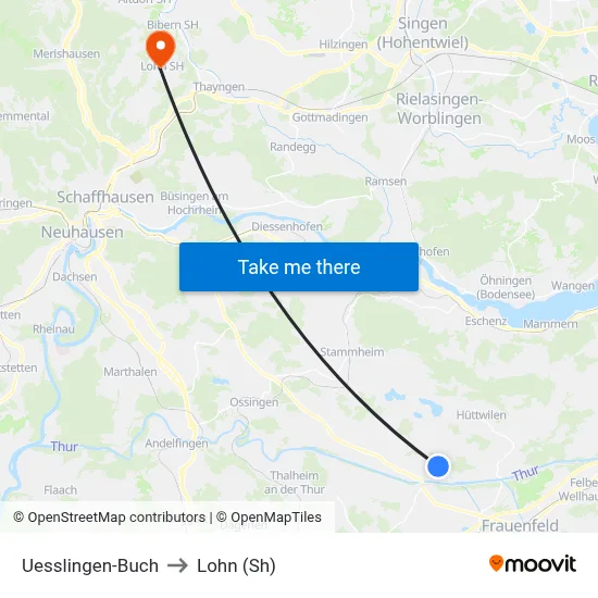 Uesslingen-Buch to Lohn (Sh) map