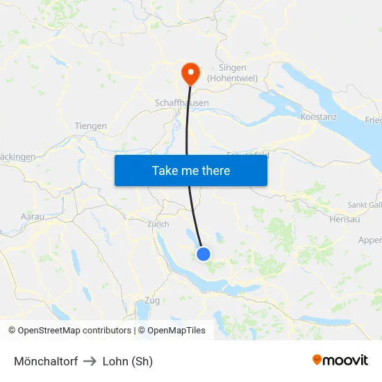 Mönchaltorf to Lohn (Sh) map