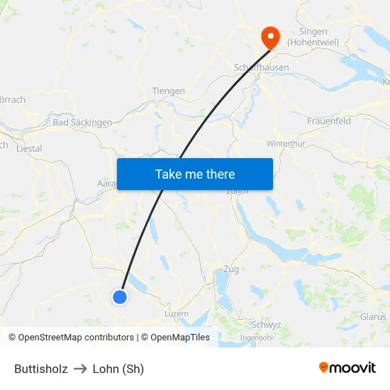 Buttisholz to Lohn (Sh) map