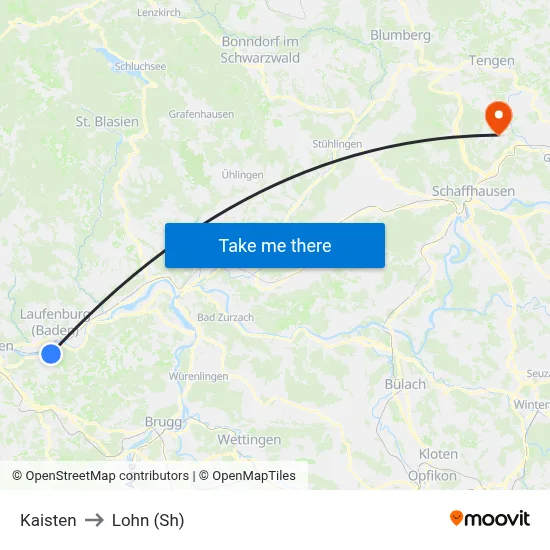 Kaisten to Lohn (Sh) map