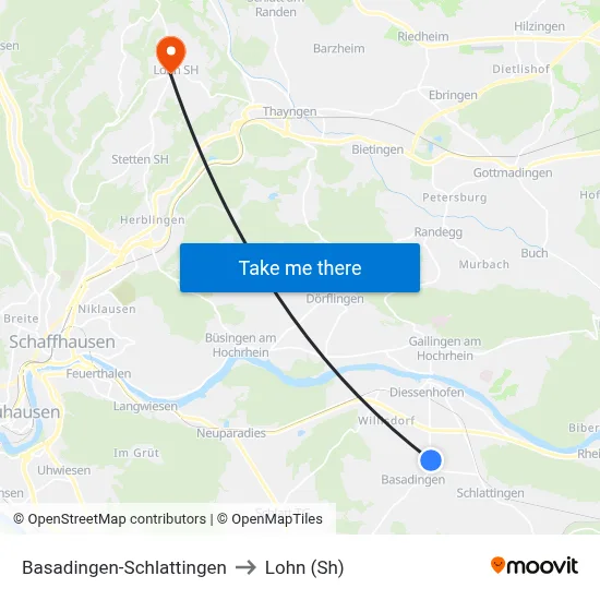 Basadingen-Schlattingen to Lohn (Sh) map