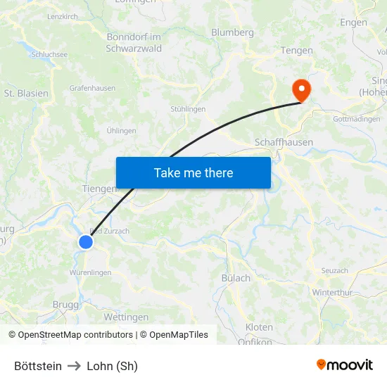Böttstein to Lohn (Sh) map