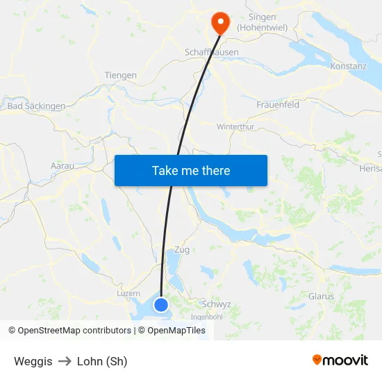 Weggis to Lohn (Sh) map