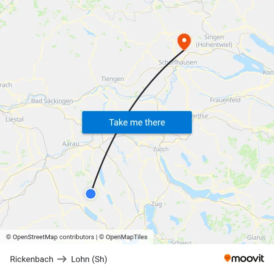 Rickenbach to Lohn (Sh) map