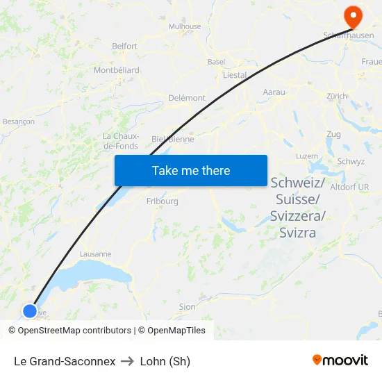 Le Grand-Saconnex to Lohn (Sh) map