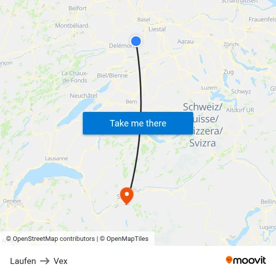 Laufen to Vex map