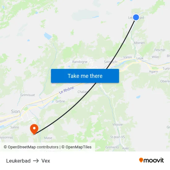 Leukerbad to Vex map