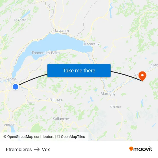 Étrembières to Vex map