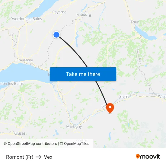 Romont (Fr) to Vex map