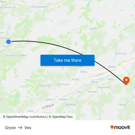 Gryon to Vex map