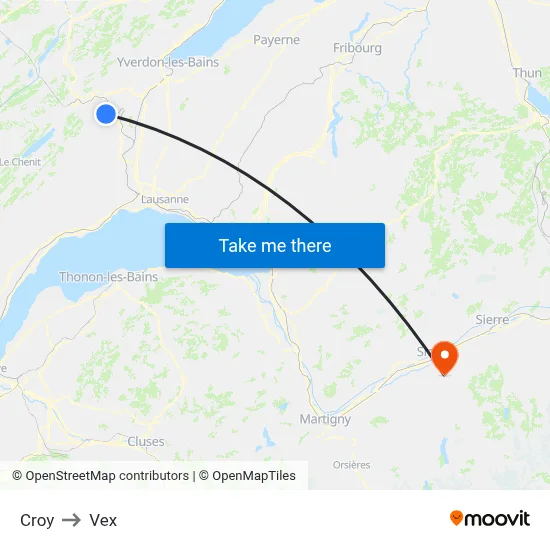Croy to Vex map