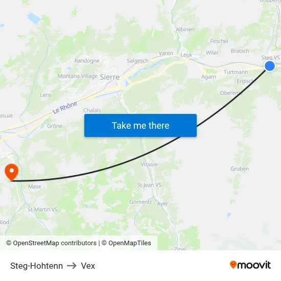 Steg-Hohtenn to Vex map