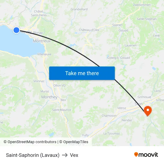 Saint-Saphorin (Lavaux) to Vex map