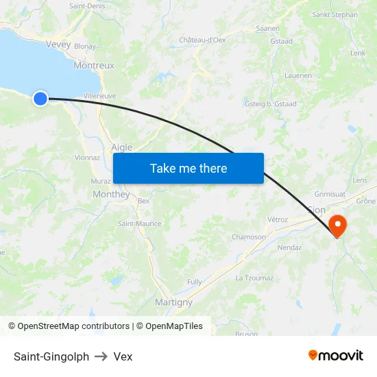 Saint-Gingolph to Vex map