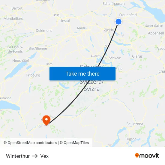 Winterthur to Vex map