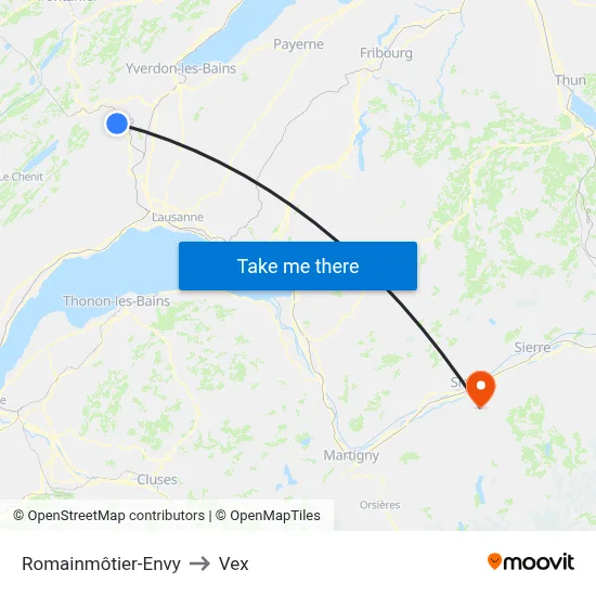 Romainmôtier-Envy to Vex map