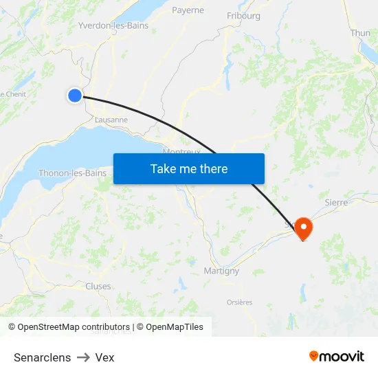 Senarclens to Vex map