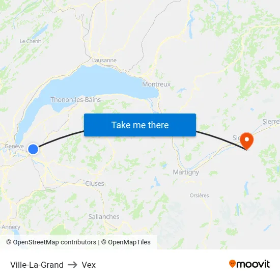 Ville-La-Grand to Vex map