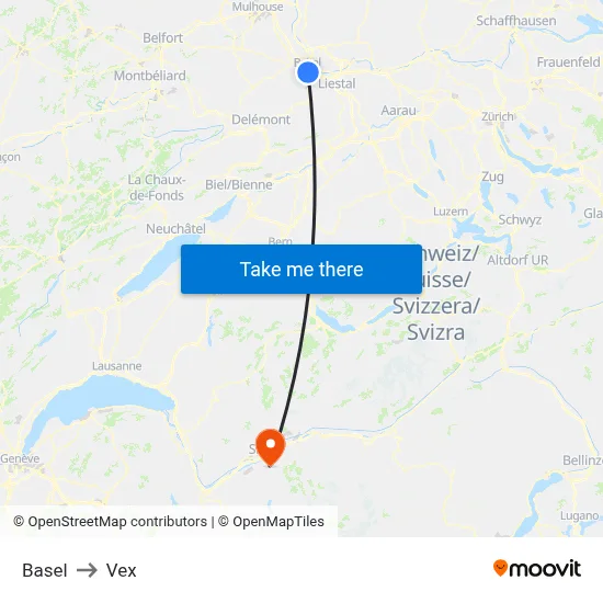 Basel to Vex map