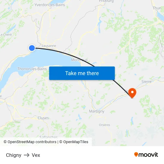 Chigny to Vex map