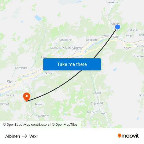 Albinen to Vex map