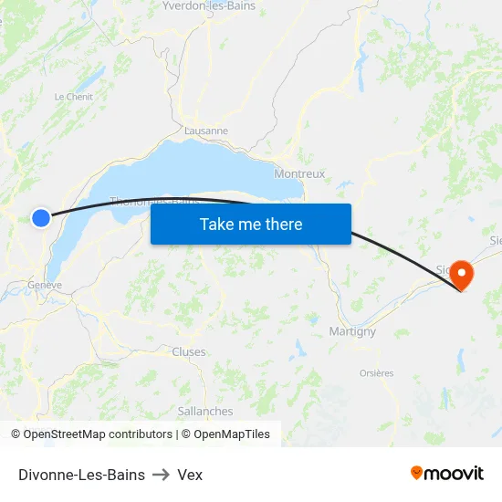 Divonne-Les-Bains to Vex map