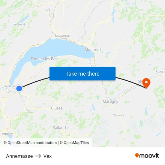 Annemasse to Vex map