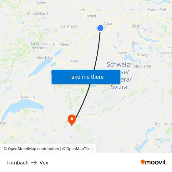 Trimbach to Vex map