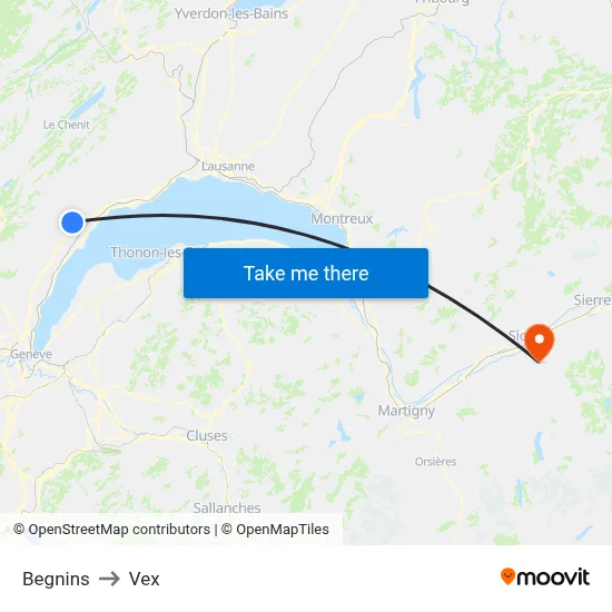 Begnins to Vex map