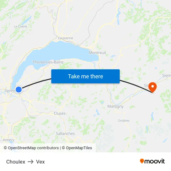 Choulex to Vex map