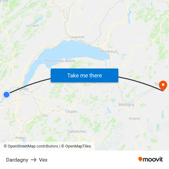 Dardagny to Vex map