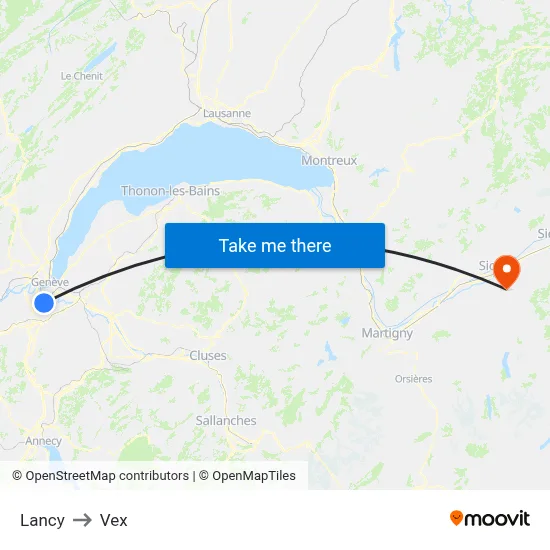 Lancy to Vex map
