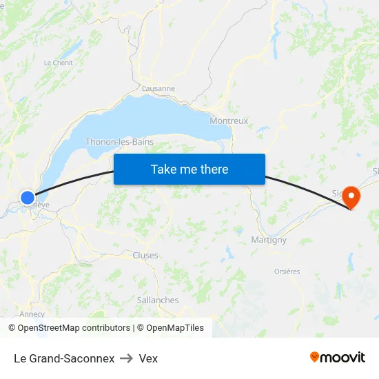Le Grand-Saconnex to Vex map