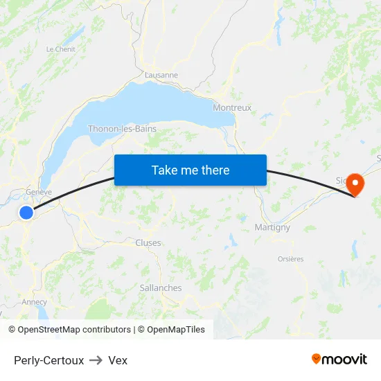 Perly-Certoux to Vex map