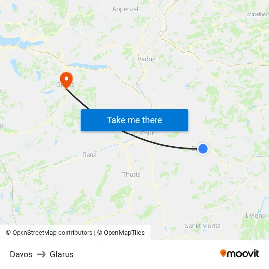 Davos to Glarus map